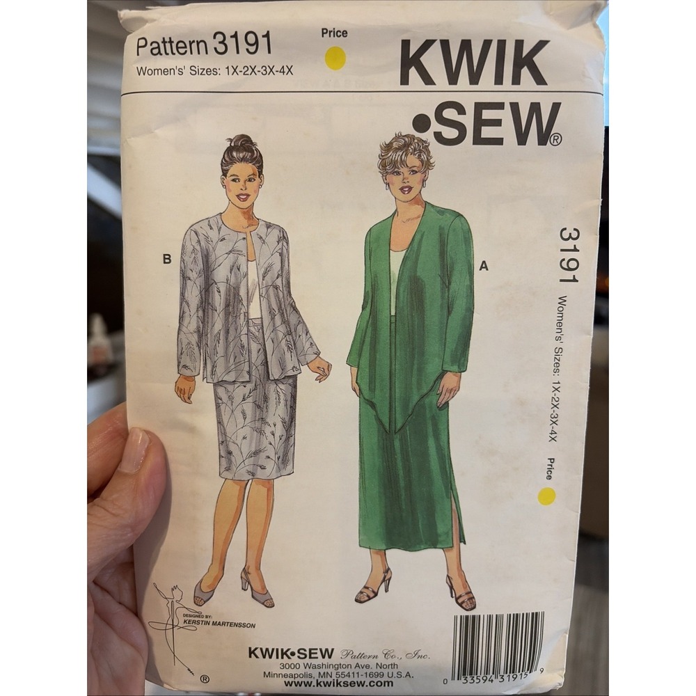 Kwik Sew 3191 Womens Plus Jackets Skirts Sewing Pattern Sz 1X-2X-3X-4X